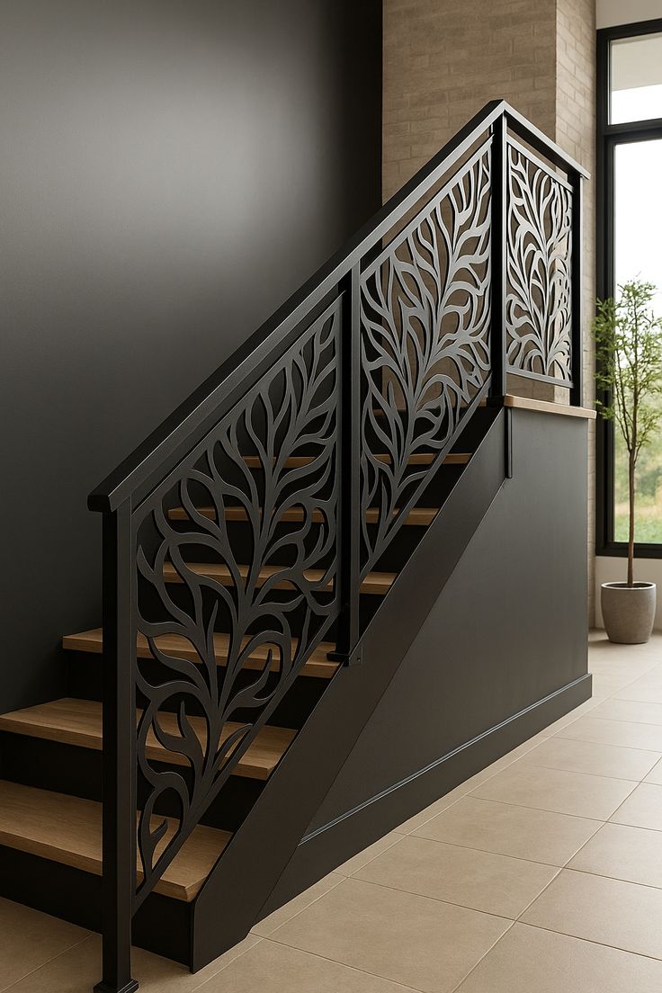🌿 custom laser cut metal railing